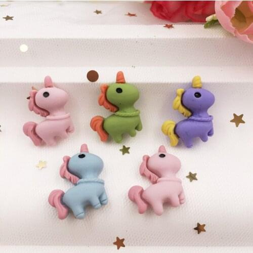 Hand Painted Resin Mix Kawaii Colorful Unicorn Flatback Cabochon Stone 30PCS Scrapbook DIY Decor Home Figurine Crafts