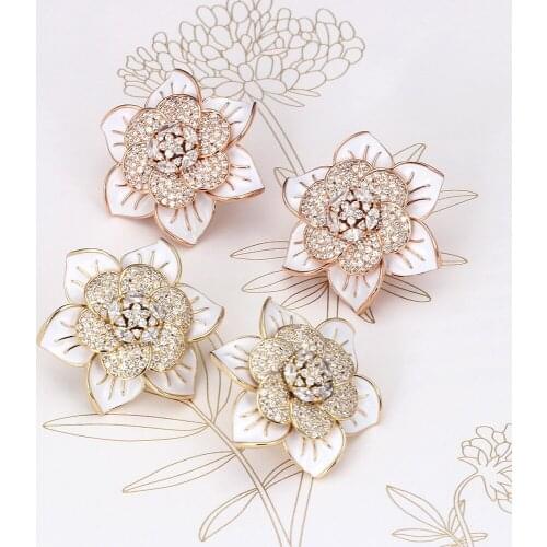 TIRIM Crystal Zirconia 3D Stereo Flower Enamel Dangle Stub Earrings for Women Full Cubic Zircon Fashion Jewelry Accessories