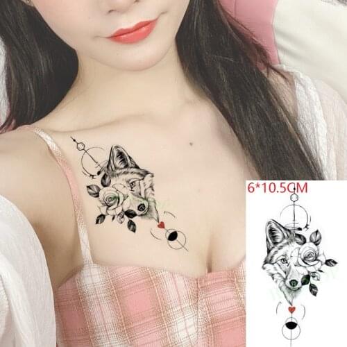 Waterproof Temporary Tattoo Sticker Wolf Moon Circle Fake Tatto Flash Tatoo Tatouage Hand Foot Arm for Men Women