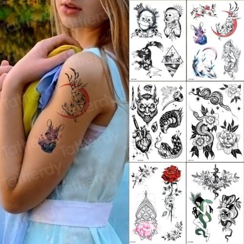 Sleeve tatoo kids girls waterproof temporary tattoo stickers animals rose monkey moon tattoo pattern 6pcs/lot children gifts