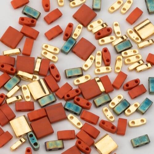 Japan Miyuki Tila Seedbeads Glass Beads For Native Bead Work Two Hole Multicolor 5g/bag