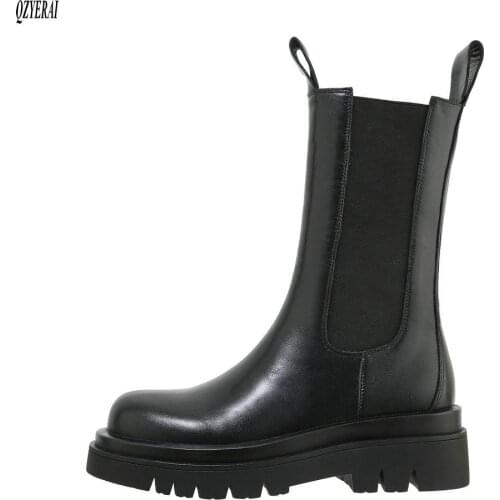 Autumn winter Womens boots Genuine leather Chelsea boots Knight boots Womens shoes Size 34-39