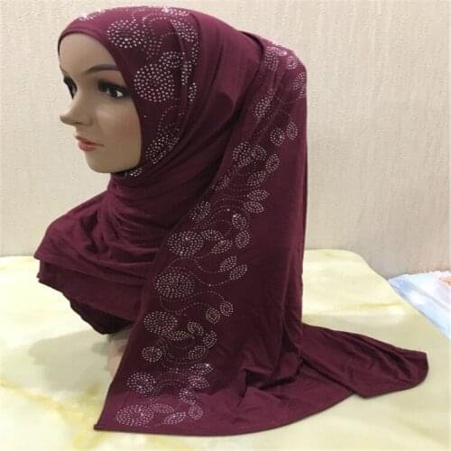 Luxury Crystal print women hijab Muslim woman headwraps wholesale Jersey solid foulard femme