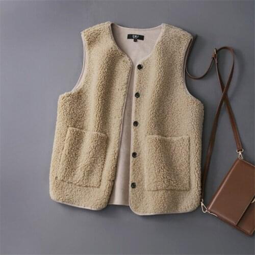 2021 Spring Autumn Japanese lambswool vest women high quality jacket loose wild vest new clothing plush vest femme 12%wool K1160