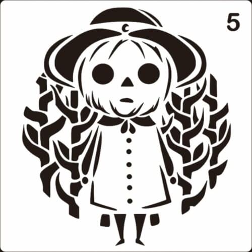 1pc 20*20cm Halloween Doodles Stencil DIY Walls Layering Painting Template Decoration Scrapbooking Embossing Supplies Reusable