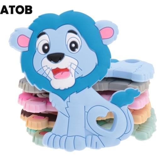 10pcs Lion Food Grade Silicone Teethers Baby Silicone Teething Necklace Pendant Pacifier Goods For Newborns Bpa Free ATOB