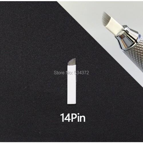14 PinX50pcs Newest Permanent Makeup Needle Eyebrow Tattoo Blades For 3D Embroidery Manual blade