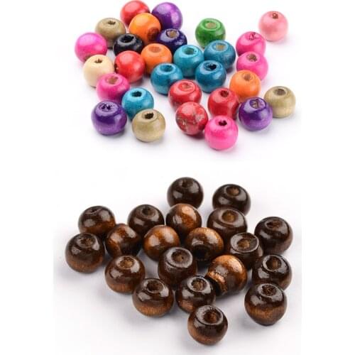 200pcs Jewelry Beads Handmade Wood Beads, Lead Free, Dyed, Round, Coffee, 8mm, hole: about 2mm