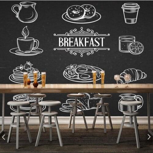 Custom papel de parede 3d, painted style breakfast mural for restaurant kitchen background decoration wallpaper
