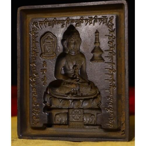 Asian antique art Tibetan Tantric Buddhism Handmade Pure Copper Old Wiping Sakyamuni Buddha Statue Mould