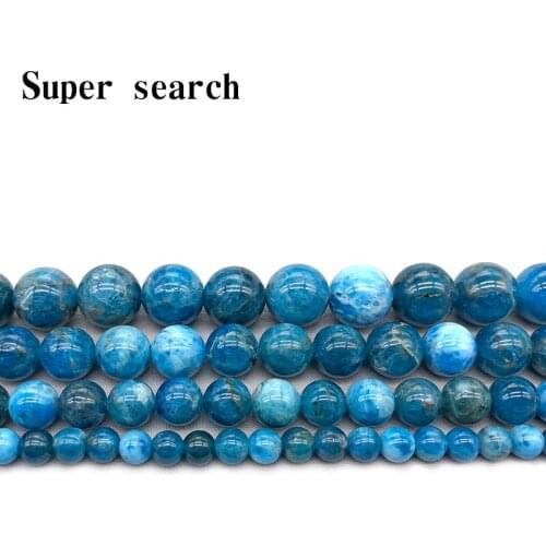 Natural Stone Beads Genuine Ocean Apatite Stone Beads For Jewelry Making Bracelet Necklace 15inch 4/6/8/10/12mm Diy Jewelry