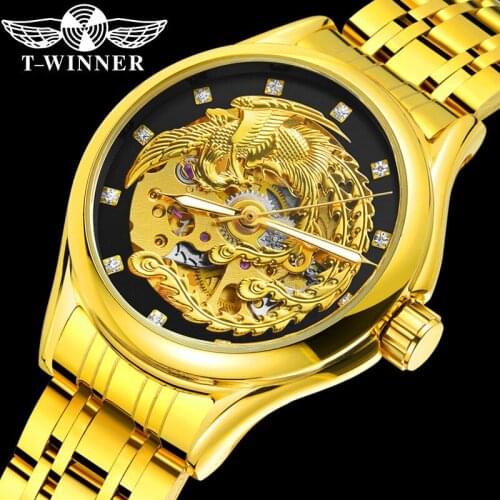 WINNER Women Wristwatch Classic Female Clock Top Brand Luxury Gold Automatic Mechanical Stainless Steel Ladies Watch Gift 8222