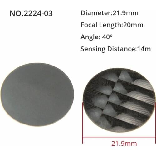 21.9m Black Optical HDPE Infrared Fresnel Lens PIR Shell Lens For Pyrolysis Probe Sensing Distance 14m Focal Length 20mm