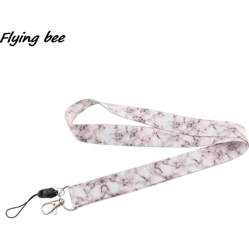 Flyingbee White Marble Creative Lanyard Badge ID Lanyards Mobile Phone Rope Key Lanyard Neck Straps Accessories X1332