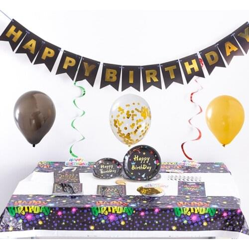 Hot Happy Birthday Theme Party Disposable Tableware Plate Napkin Straw Gift Bags For Decoration Baby Shower Kids Adults Supplies