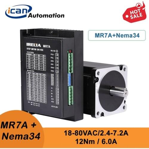 ICAN High Torque Nema 34 Stepper Motor 12nm 6.5A DM860H 18-80VAC