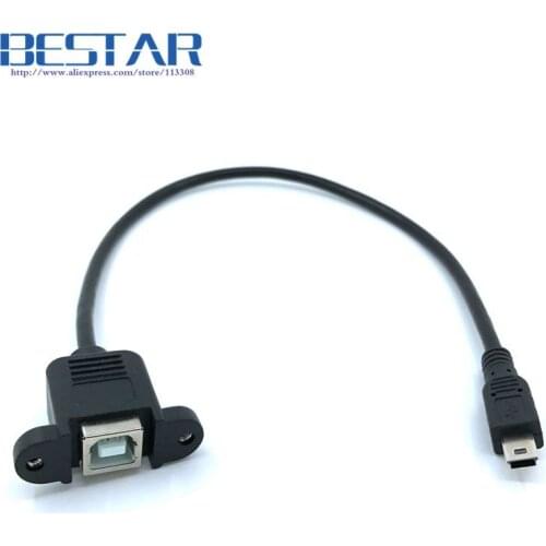 Mini-USB 5pin Mini USB 2.0 Male to USB 2.0 B Type Female Connector Cable 30cm 50cm With Panel Mount Hole USB MINI USB Cable