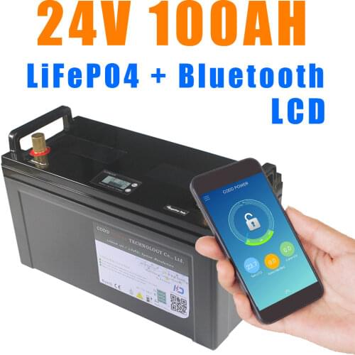 24V Deep Cycle LiFePO4 29.2V 100Ah Battery Pack WaterProof with 100A BMS for Ups Power Solar/RV/HomeStorage/Golf +10A Charger