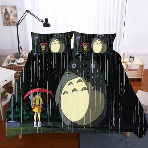 Ute Bed Sets For Kids With Pillowcase Drop Ship 3d Anime Bedding Set Totoro Print Duvet Cover Home Textile Linen Home Textile C