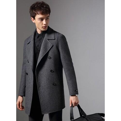 2019 Double Breasted 100% Wool Coat Men Double-sided Man Jacket Spring Mens Coats Overcoat Manteau Homme KJ1574