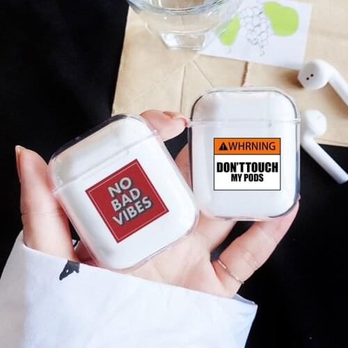 Warning English Words Soft Silicone Case For Apple Airpods 1/2 Case Cover Clear Bluetooth Wireless Earphone Headphone Box Case