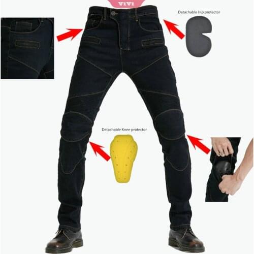 Mens New Protective Gear Four-piece Upgrade Pad Motorcycle Jeans