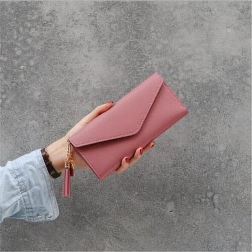 2020 New Womens Wallet Trendy Heart-Shaped Pendant Simple And Stylish Multi-Function Lychee Pattern Clutch 6 Color