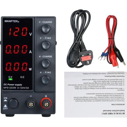 NPS1203W 0-120V 0-3A 115/230V Switching DC Power Supply 3 Digit Display LED High Precision Adjustable Mini Power Supply