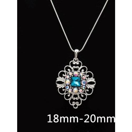 SP18-62 N132 Fashion Cute Rhombus Crystal Pendants Jewelry Metal Snap Bouton necklaces for women with 50cm chain for Women