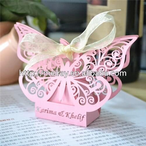 Most popular products on the market gift box ,laer cut wedding box with big butterfly design