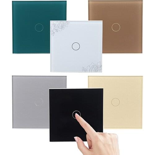 Surface Waterproof Touch Switches Crystal Glass Touch Sensor Switches 1 Gang 1 Way EU Standard Smart Light Switches 110V-240V