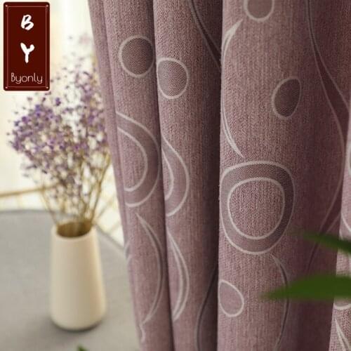 New Chenille Jacquard Simple Geometric Pattern Blackout Curtains for Living Dining Room Bedroom