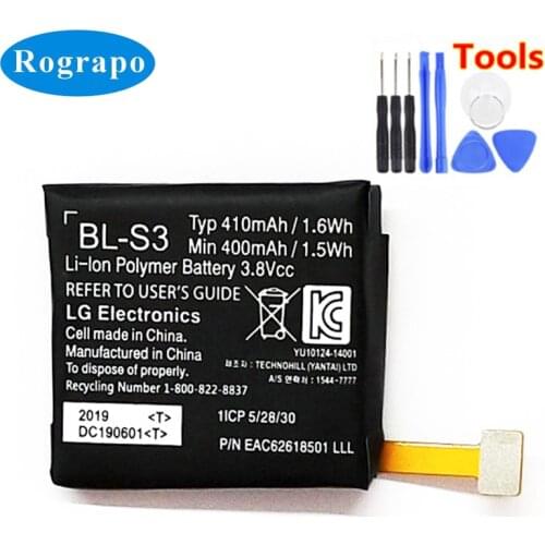 New 410mAh BLS3 Li-Polymer Replacement Battery For LG G Watch R Uhr W110 W150 BL-S3 Original Accumulator
