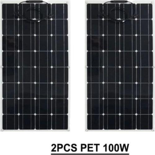 Solar Panel 200w Monocrystalline Module Garden RV Roof Light Car Charger, 2pcs 100w flexible solar panel