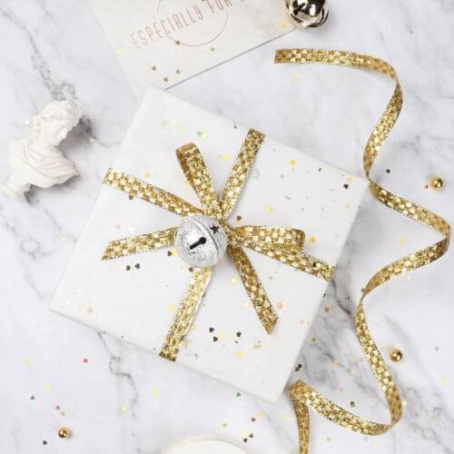 Special Woven Gold Ribbon DIY For Birthday Cake Gift Wrapping Wedding Party Festival Decoration Colourful Grid Bow