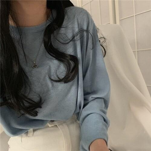 READY STOCK2021Sweatshirt Korean Long-sleeve baju perempuan T-shirt Lengan Panjang Women Clothes Blouse Loose Clothing