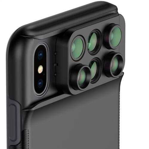 Smartphone webcam 6 In 1 Macro Fish-eye Wide-angle Phone Camera Telescope Zoom Lens CPL Phone Case With Lens And Lens Co