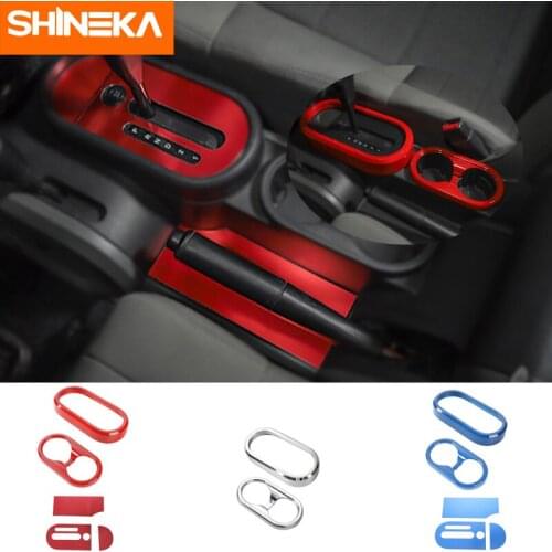 SHINEKA Interior Mouldings Car Gear Shift Knob Panel Cup Holder Trim Cover Stickers For Jeep Wrangler JK 2007-2010 Accessories