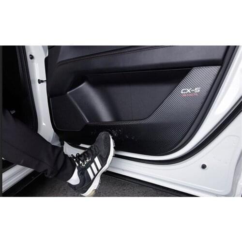 Carbon Fiber Leather Door Anti-kick Pad Protection Pad For Mazda Cx-5 2017 2018 2019 Second Generation Car Styling