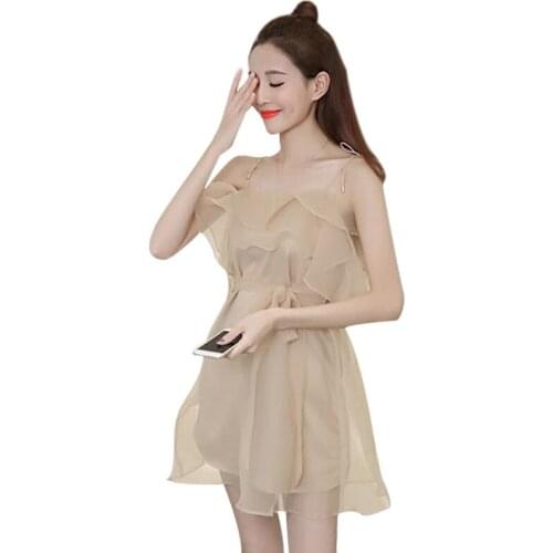 ZB2918 2020 summer new womens fashion sexy lotus leaf edge leakage shoulder back fairy dress cheap wholesale