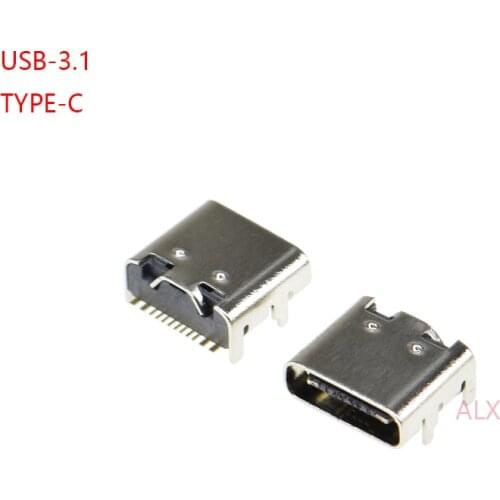 10PCS USB-3.1 TYPE-C SMD FEMALE SOCKET 16P 16 PIN DIP4 SMT Hd transmission interface for Smartphones end plug Charging plug