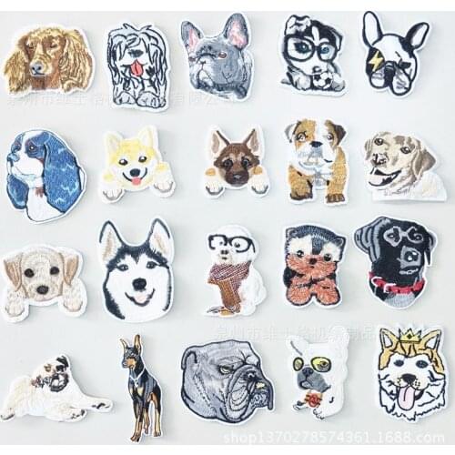 100pcs/lot Embroidery Patch Dog Puppy Animal Clothing Decoration Backpack Sewing Accessories Diy Iron Heat Transfer Applique