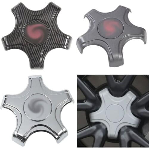4pcs Car Wheel Center Hub Cover Center Cap Emblem Car Styling Modification Carbon ABS Fiber for Tesla Model 3