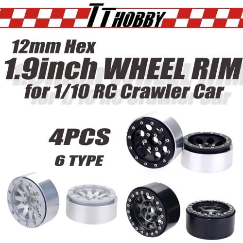 TTHOBBY 4PCS Aluminum Alloy 1.9 Beadlock Wheels Rims 12mm Hex for 1/10 RC Crawler Axial SCX10 SCX10 II 90046 Traxxas TRX4 D90