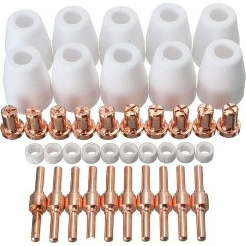 New 40Pcs Air Plasma Cutter Consumables Extend Fit for Pt-31 Lg-40 Torch Cut-40 50 Standard Tips/Nozzle Electrodes Shield Cup