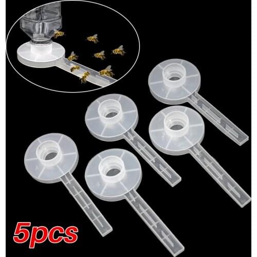 5PCS Beekeeping Bees Drinker Feeder Watering Plastic White Honey Feeders Round Bee Water Drink Drinkers Feeding Tools Supplies