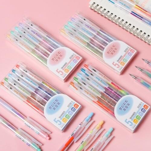 5pc/pack Multicolor Gel Pen Set 0.5MM Color Ink Kawaii School Pens Stationery Office Business Supplies for Art Kids Gift Drawing