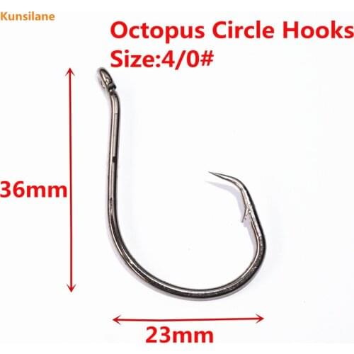 50pcs 4/0 Chemically Sharpened High Carbon Steel Octopus Circle Fishing Hooks 7385 offset fishhooks