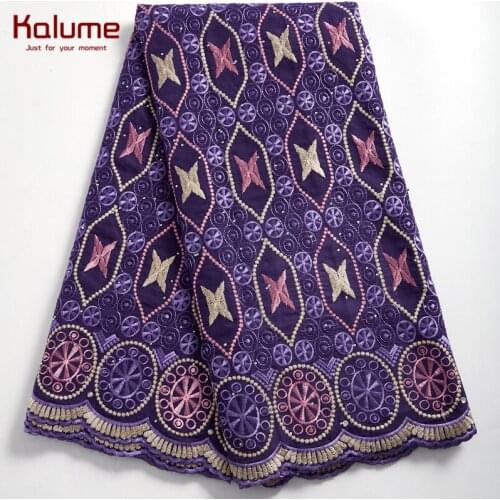 Kalume African Lace Fabric Purple Swiss Lace Fabric In Switzerland Stone Nigerian Cotton Lace Fabric For Party Lace Fabric H2346