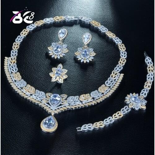 Be 8 High Quality Water Drop Shape Wedding Jewelry Set Sparkling Zirconia Bridal Accessory Hotsale 4PCS Set for Lady Marry S264